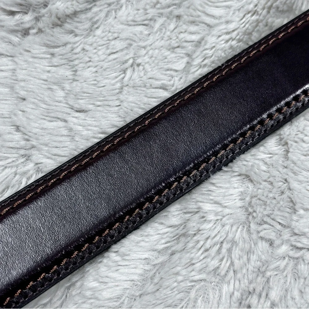 Dockers Mens Dark Brown Leather, Brushed Silver Colored Buckle, Belt, 42